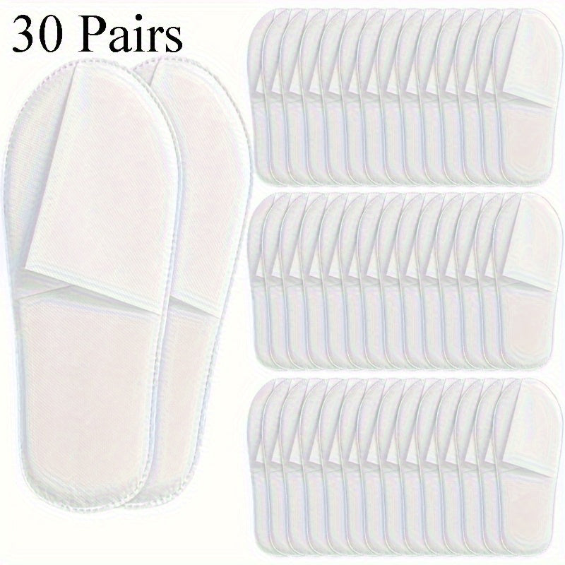 30 Pares de Zapatillas Desechables para Hoteles - Zapatillas Higiénicas y Transpirables para Spa, Grises y Blancas, Cómodas para Viajes y Uso en Espacios de Limpieza, Suministros de Poliéster Duraderos de Un Solo Uso