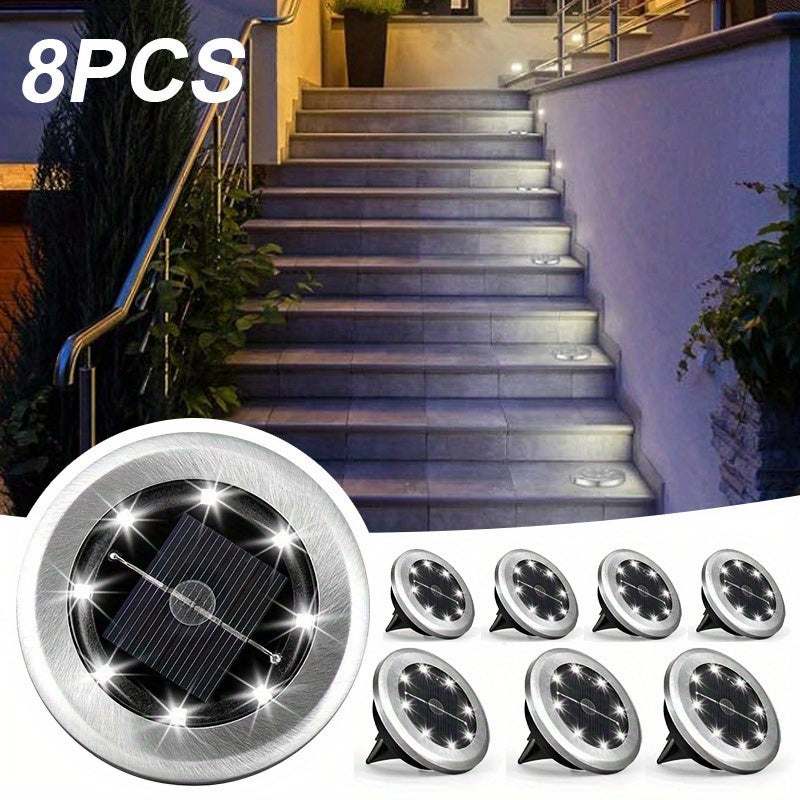 Pack de 8 Luces LED Solares para Exteriores, Ideales para Patio/Jardín/Senderos con Función Automática de Sensor de Brillo