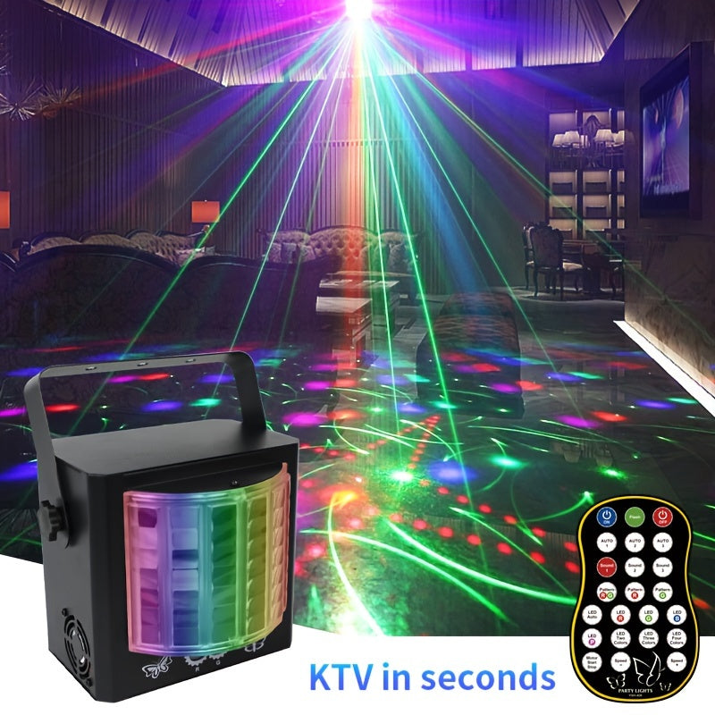 Luces disco LED con control de ritmo por sonido, luces láser para fiestas KTV con carcasa metálica, control remoto, ideales para habitaciones, salas y iluminación DJ interior, perfectas para decorar en días festivos
