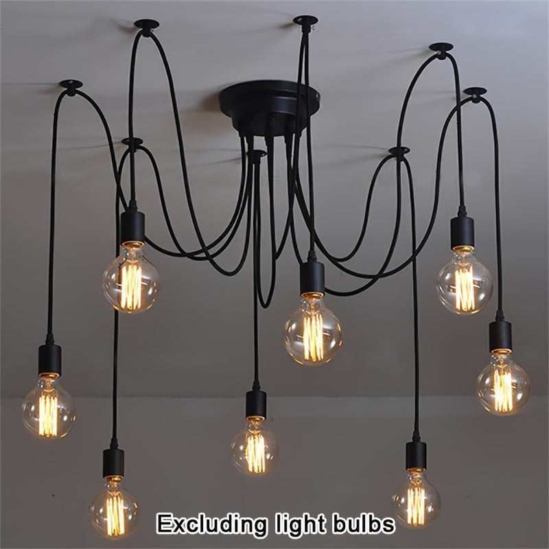 Lámpara Colgante Retro de 3/5/6/8 Cabezas DIY con Base de Lámpara Múltiple E27, Lámparas Industriales para Colgar en Cafeterías y Bares, Luces Colgantes de Araña