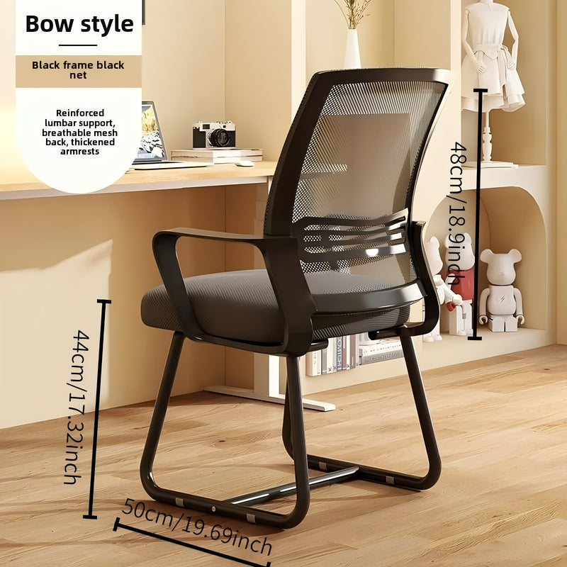 Silla de oficina ergonómica con reposabrazos, estructura metálica, no requiere electricidad, mantenimiento de limpieza localizada, material de acero, ensamblada, aplicable a múltiples escenas, diseño en forma de arco para mayor comodidad.