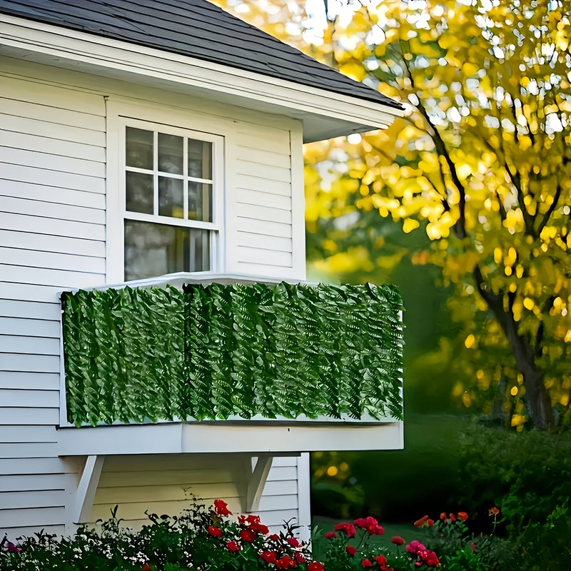 5 unidades, longitud total 500 cm × 50 cm, pantalla de privacidad para exteriores con ivy artificial, resistente a UV, fondo verde con ivy artificial, panél de hiedge, adecuado para bodas, terrazas, balcones, jardines, patios traseros, restaurantes, hote