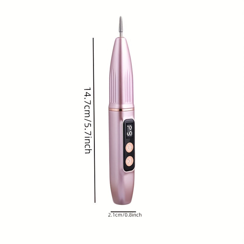 Polidor de uñas portátil, conjunto completo de polidores de uñas eléctricos con ruido estable visualizado y larga vida útil de la batería. Polidor de uñas portátil, adecuado para uso en casa y salón.