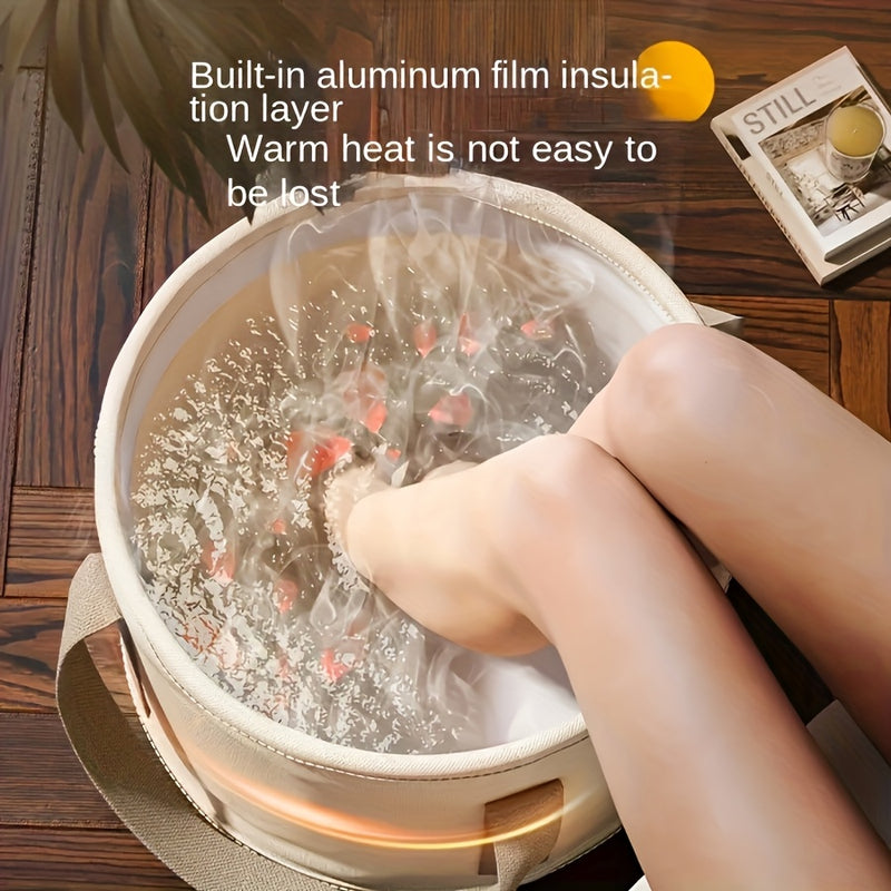 Balde de Spa para Pies Portátil sin Electricidad - Aislamiento de 5 Capas, Diseño Ahorrador de Espacio para Hogar y Viaje, Experiencia de Burbujas Sin Olores