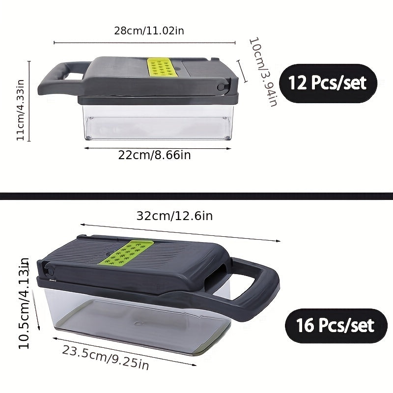 12/16 piezas, cortador de verduras multifuncional para cocina con cuchillas intercambiables, varios tipos de herramientas