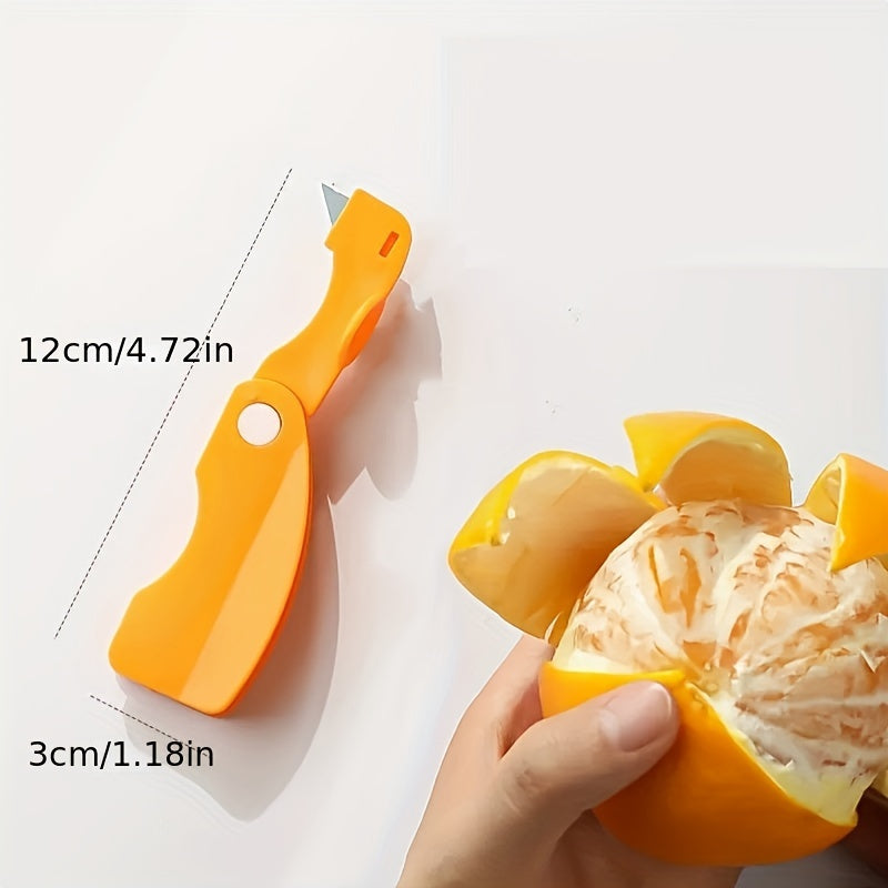 Pelador de Naranjas Plegable Portátil – Multifuncional, Fácil de Agarrar, Cortador y Pelador de Frutas de Metal, No Necesita Electricidad, Seguro para Contacto con Alimentos, Ideal para Uso en Cocina, Pelador para Naranjas