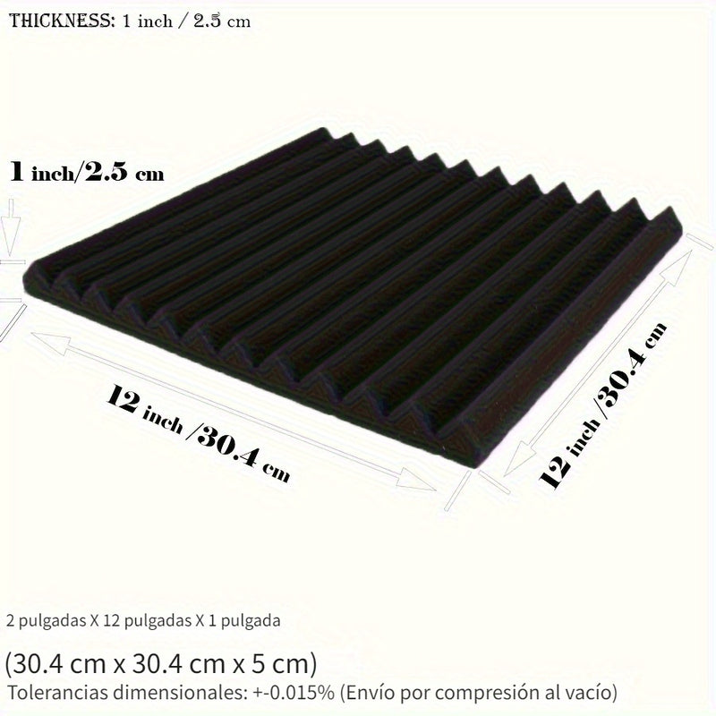 50 piezas de paneles acústicos VIBuilt de espuma de alta densidad, 12"x12"x1" negro y morado, para estudio de grabación, reducción de ruido y absorción de sonido, paneles acústicos para pared