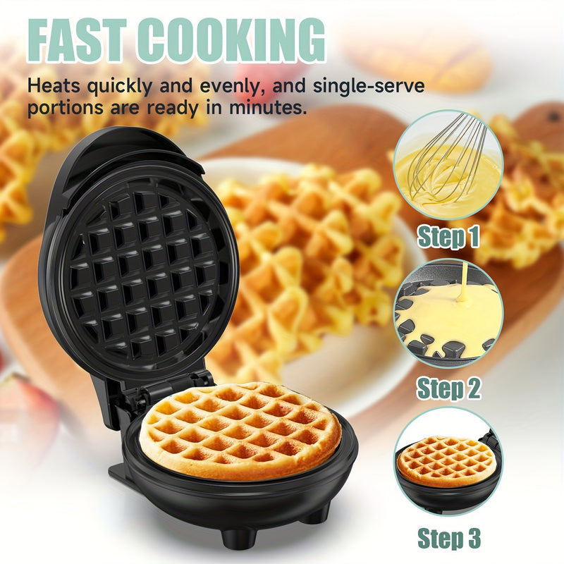 PANCERKA Mini Fabricante de Waffles, Molde de Waffles de 3,98" (10,16"), Sartén de Waffles Antiadherente con Calentamiento Rápido, Superficie Antiadherente PTFE - Ideal para Familias, Simplemente Agrega Mezcla