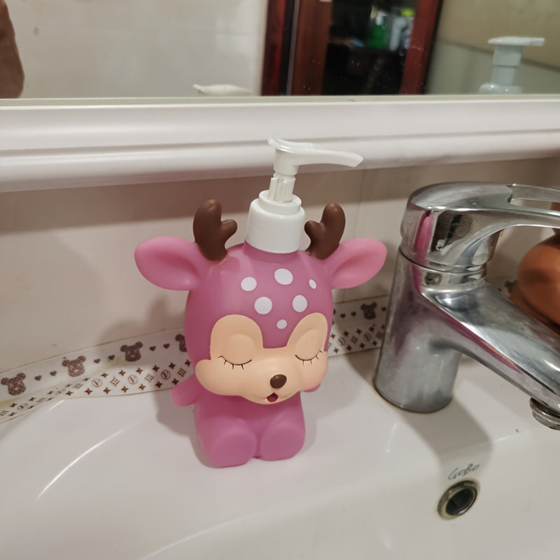 Botella dispensadora de bomba de dibujos animados, plástico, independiente, no eléctrica, para guardería, niños, ducha de baño.