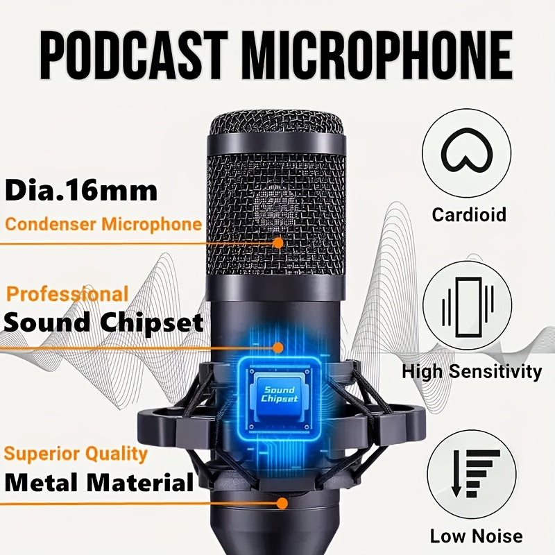 Kit de Podcasting Premium: Micrófono Condensador BM800, Tarjeta de Sonido V8 y Cambiador de Voz - Perfecto para Grabación de Alta Fidelidad, Canto, Streaming y Juegos, Paquete de Estudio Profesional, Audio Cristalino