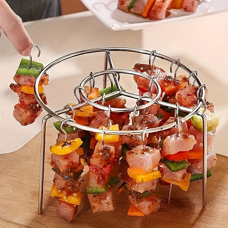 1 Juego de Parrilla para Freidora de Aire con 24 Brochetas, Cesta de Barbacoa de Acero Inoxidable para Carne y Verduras, Rótisserie Multifuncional, Accesorios para Fritura Profunda sin Voltear