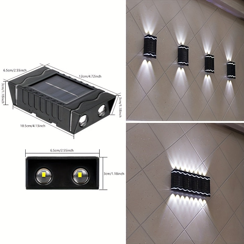 (4 unidades/Caja) Luces de lavado de pared solares al aire libre IP44 para decoración de jardín, nuevo estilo de luces de pared ambientales para cercas
