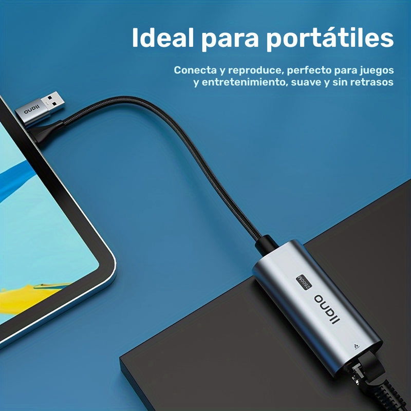 LLANO Adaptador USB 3.1 a RJ45 Gigabit Ethernet, convertidor de red de aleación de aluminio con modo de alimentación USB, compatible con computadoras portátiles para juegos y transmisión en vivo