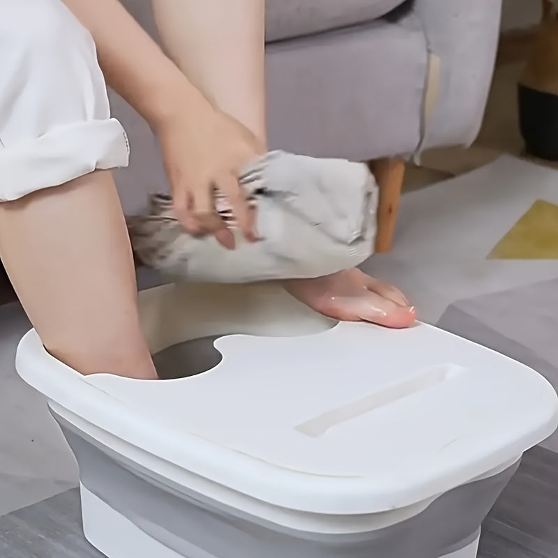 Baño de Pies Grande Plegable - Tubería Portátil para Remojo, Construcción en Plástico Resistente, Sin Necesidad de Electricidad, Ligero y Compacto para Hogar, Viajes, Camping, Pedicura - Lavabo Fácil de Limpiar, Diseño Divertido de Oso, Material Easyclea