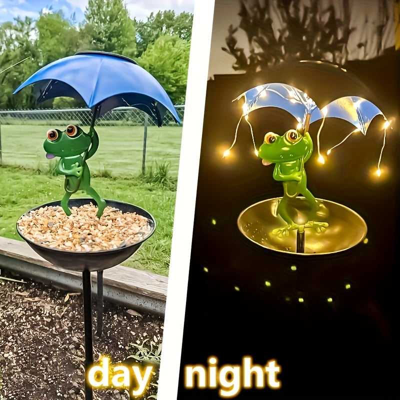 Luz de jardín solar con luces LED de cadena - Alimentador automático de aves y fuente de colibríes, decoración de patio de construcción de hierro, material resistente al tiempo, atrae a las aves para iluminar el jardín, iluminación divertida, exclusiva p