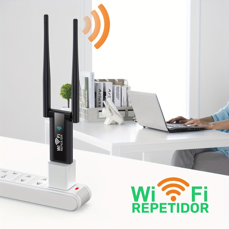 Un amplificador de señal de red inalámbrica USB, extensor de rango WiFi repetidor, potenciador de WiFi de 300Mbps, adecuado para áreas sin señal WiFi en el piso de arriba y abajo.