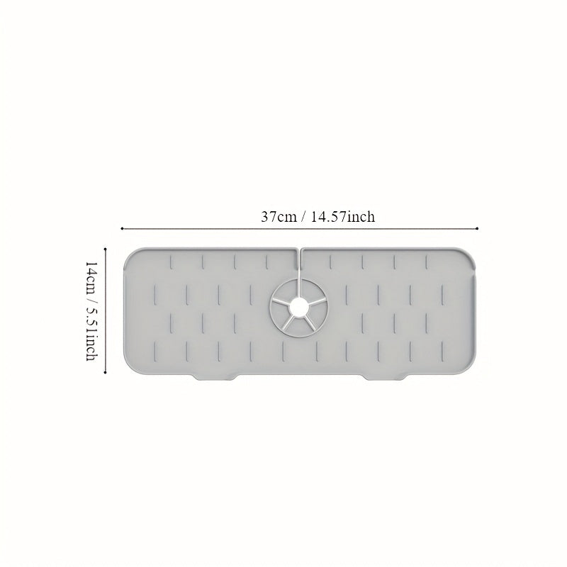 Bandeja Antideslizante de Silicona para Grifo, Protector Impermeable y Secado Rápido con Diseño Inclinado 5° para Control de Flujo de Agua, Anti-Reflujo Multiusos, Bordes Plegables Fáciles de Limpiar, Tapete Resistente al Calor para Secar Platos en Encim