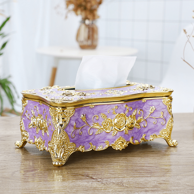 Porta pañuelos de lujo y estilo vintage europeo - Dispensador de papel con diseño floral, material plástico, decoración para mesa o coche, versátil para múltiples escenarios, adecuado para todas las estaciones