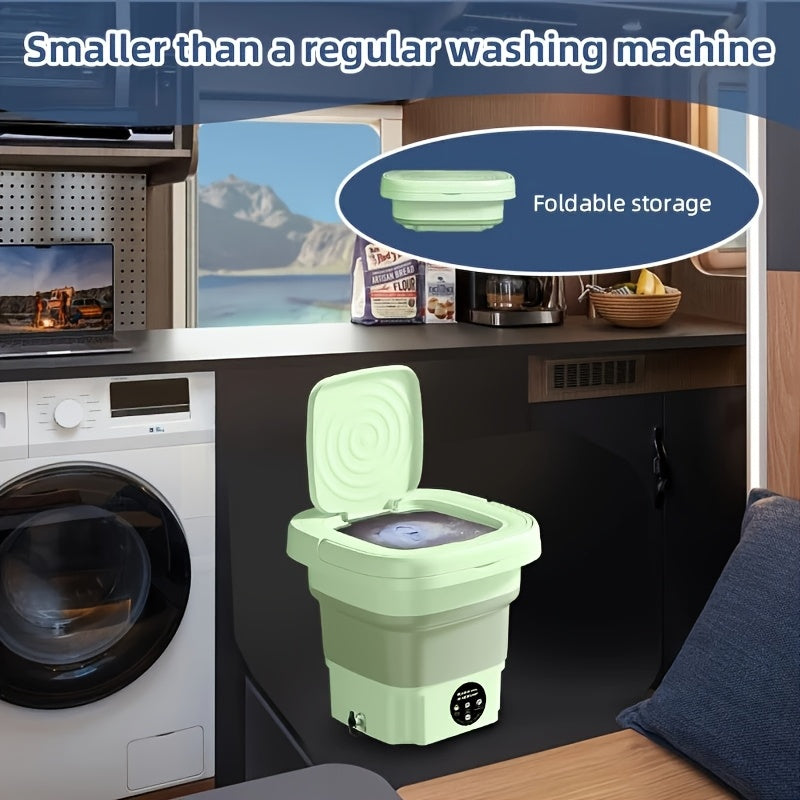Máquina de lavar plegable de 8 litros, máquina de lavar mini, lavadora portátil para autocaravanas, adecuada para uso de viaje, ahorradora de ropa interior y sujetador, ideal para uso doméstico, sin batería.