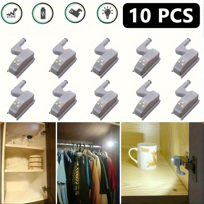 Pack de 10 luces automáticas para gabinetes con cadena a batería, encendido táctil, altura ajustable, estilo moderno | LED de alta luminosidad, ideal para cocinas, armarios y salones, fácil instalación