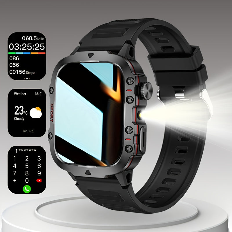 Reloj inteligente, pantalla táctil completa, llamadas inalámbricas, linterna LED, modos deportivos, pulsera y mensajes, pedometría, varios modos deportivos, para for iphone/Android, batería de litio recargable, conexión inalámbrica - Regalo ideal, compat
