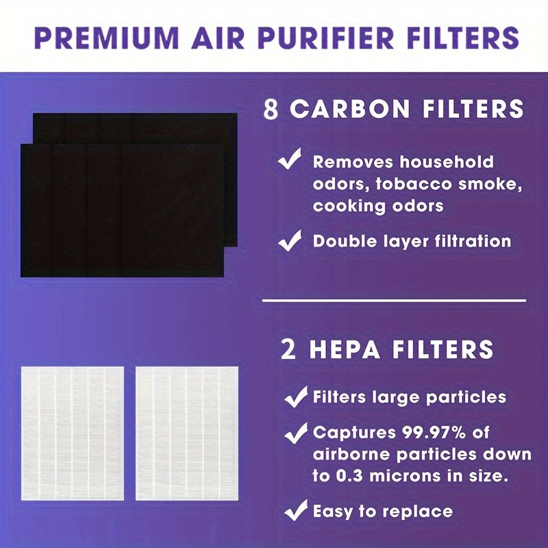 Filtro Premium True HEPA H13 115115 Compatible con Filtro Winix A Tamaño 21 Purificador de Aire Plasma Wave AM90 P300 5300 5500 5300-2 6300-2 6300 C909 9800 C535 - Paquete de 2 + 8