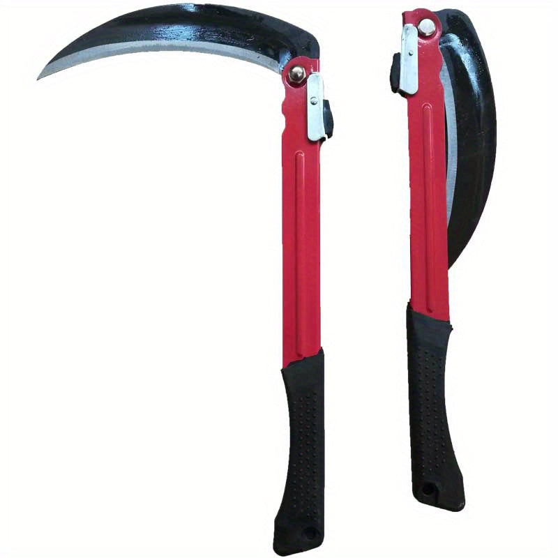 Guadaña Plegable de Acero al Manganeso Resistente - Opciones de Mango de 41.0 cm y 51.0 cm, Herramienta de Jardinería con Hoja Afilada Ideal para Deshierbar, Cortar Césped y Leñarreo, Diseño Ergonómico, Estructura Ligera y Portátil, Material Duradero en
