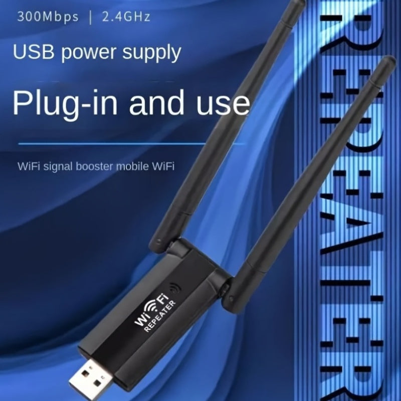 1pc Adaptador WiFi USB de doble banda de 300Mbps Repeater, amplificador de señal portátil de 2,4G con función de punto de acceso móvil integrado, sin batería requerida, controladores integrados para una conexión fácil