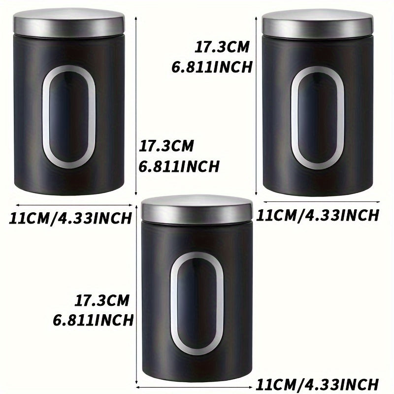 1pc Contenedor Hermético de Acero Inoxidable para Almacenamiento de Alimentos - Reutilizable, Tarro Metálico Redondo con Tapa Abatible para Granos de Café, Té, Azúcar y Más - Perfecto para la Organización de la Cocina