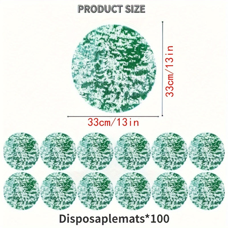 100pcs Manteles Desechables Elegantes con Lámina Dorada - Manteles Redondos de Poliéster Lujosos con Diseño de Malla Brillante para Bodas, Cumpleaños, Festividades - Ideales para Comedor y Decoración del Hogar, Manteles para Mesa de Comedor