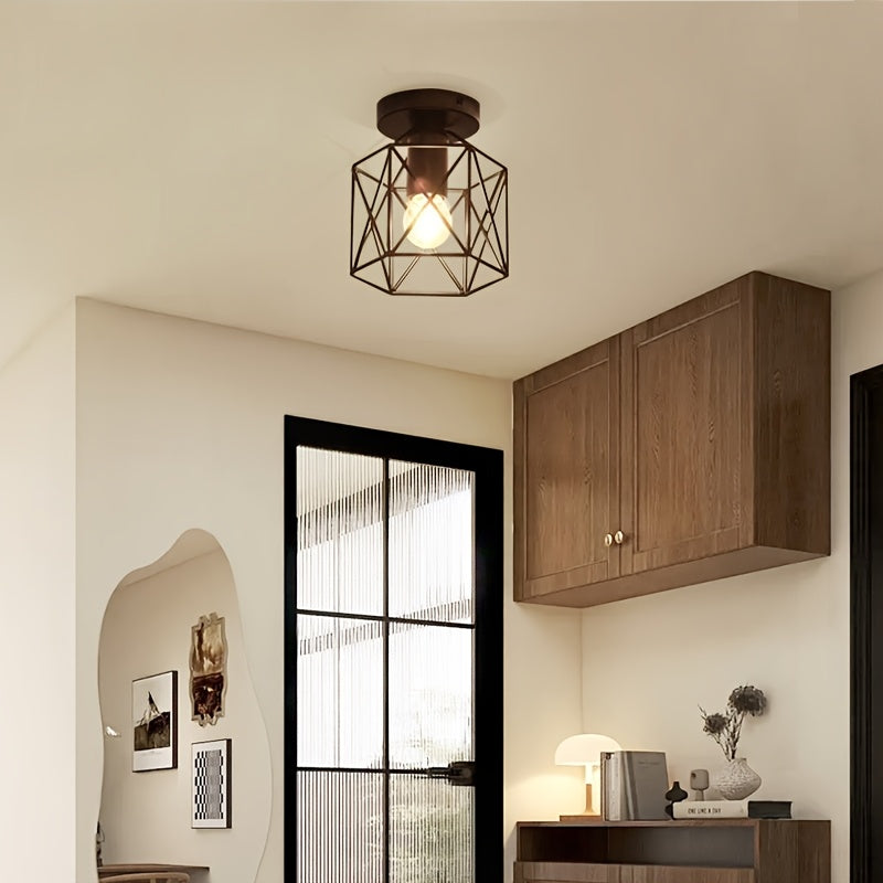 Araña de techo estilo industrial retro rural con base para bombilla E27 para pasillo, cocina, entrada y escalera (sin bombilla)