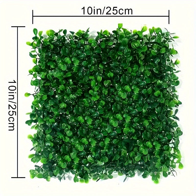 12/24 paneles artificiales de boj resistentes a los rayos UV - 25.4 cm x 25.4 cm, tapetes de seto plástico verde, ideales para privacidad en interiores/exteriores, decoración de hogar y jardín, diseño de paisaje para patio y balcón, decoración de pared p