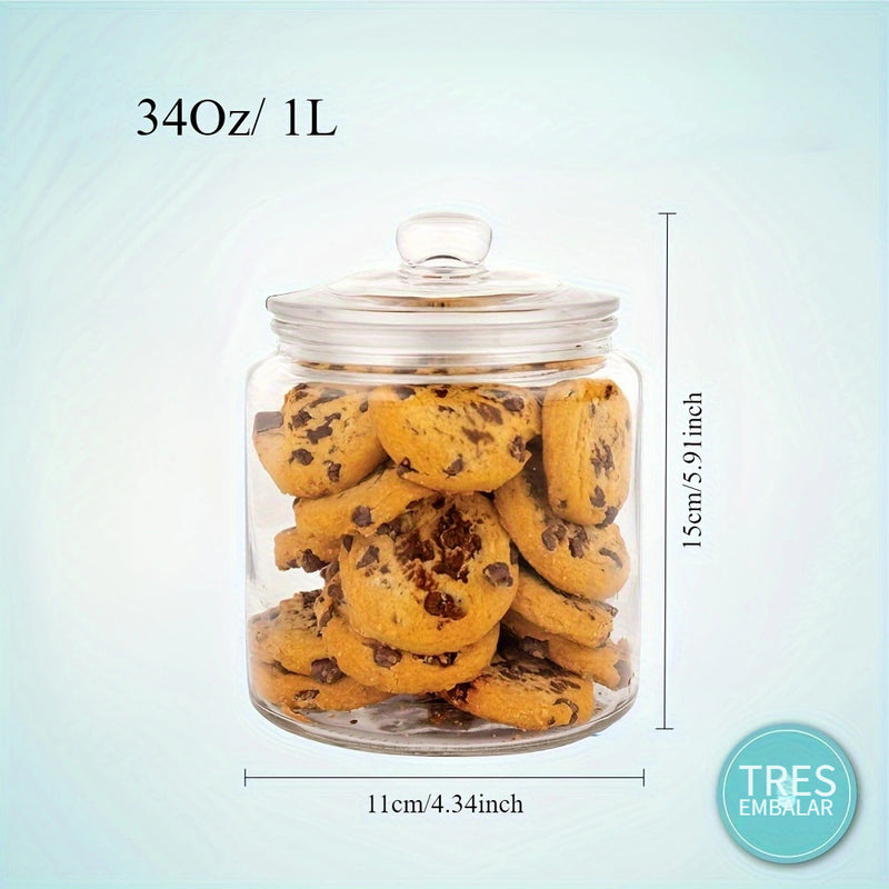 Tres Paquetes de 1L, Dos Paquetes de 2L, Tarros de vidrio sellados para harina, pasta, dulces, comida para perros, snacks, etc. | Tarros de almacenamiento de vidrio para cocina y despensa