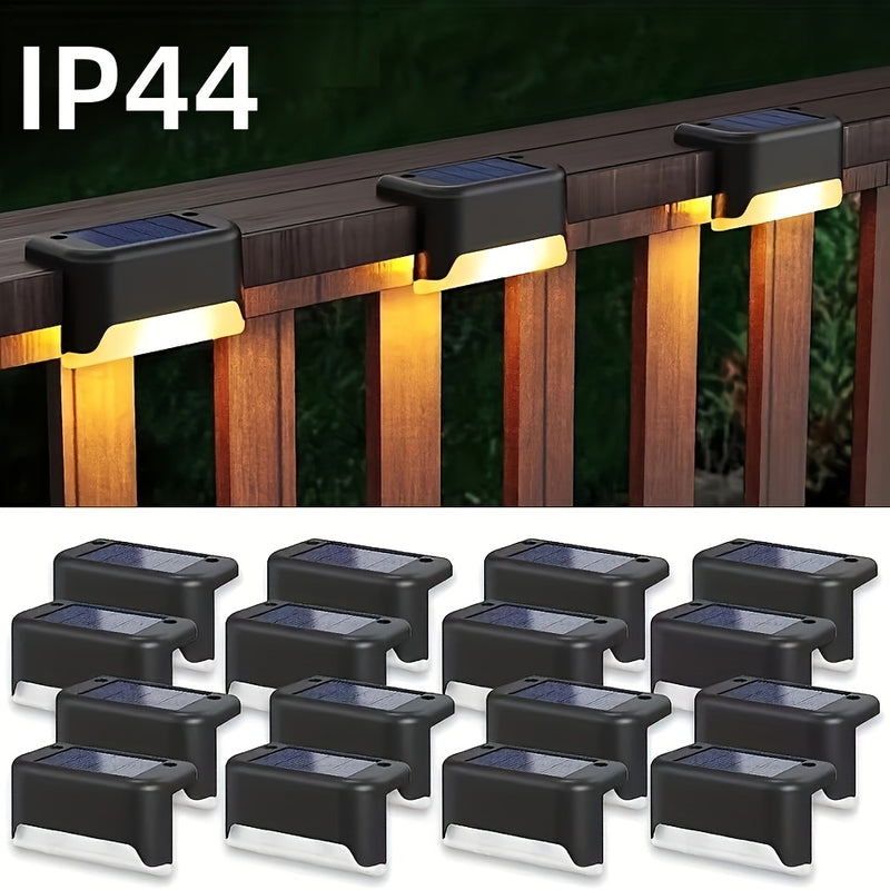 Paquete de 8/16 Luces Solares para Escaleras Exteriores, Iluminación LED para Pasos en Balcón, Patio y Jardín, Decoraciones para Senderos, Eficientes Energéticamente y Fáciles de Instalar, Sin Necesidad de Cableado