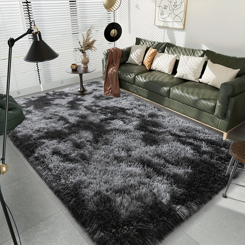 1 Pieza, Alfombra Moderna De Pelo Largo En Gris Oscuro, Suave Y Cómoda, Hecha De Poliéster, Fácil De Cuidar Y Limpiar En Seco, Ideal Para Dormitorio, Sala De Estar Y Estudio, Disponible En Varios Tamaños