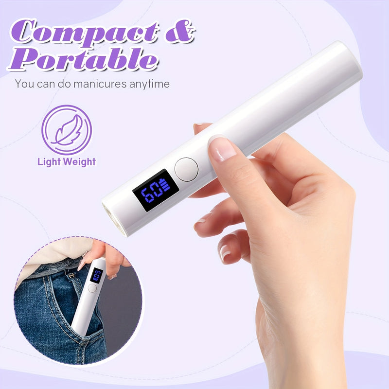Lámpara de uñas LED mini portátil, secador de gel de uñas de secado rápido, herramienta de manicura de mano con batería de litio recargable, carga USB, sin formaldehído - Ideal para uso en casa y salón, herramienta de arte de uñas de salón|Polish de uñas