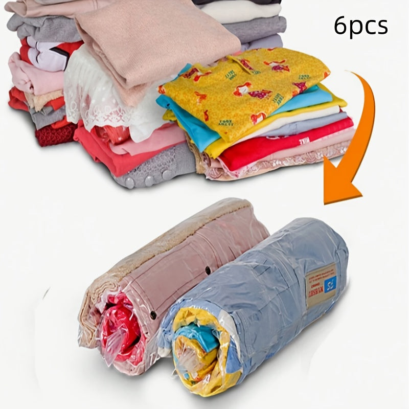6pcs-Bolsas de Compresión Sin Bomba - Bolsas Ahorradoras de Espacio - No Necesita Vacío ni Bomba para Viajar - Ayudante de Almacenamiento Ahorra Espacio, Haz que Tu Viaje Sea Conveniente, Almacenamiento de Calcetines y Ropa para Viajar y en Casa