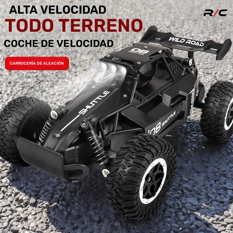 Buggy de RC Todo Terreno a Escala 1:16, Control Remoto de 2,4GHz, Batería de Litio Recargable de 500mAh, 20KM/H, con Luces LED, Carga USB, Anti-Colisión, para Edades de 14+