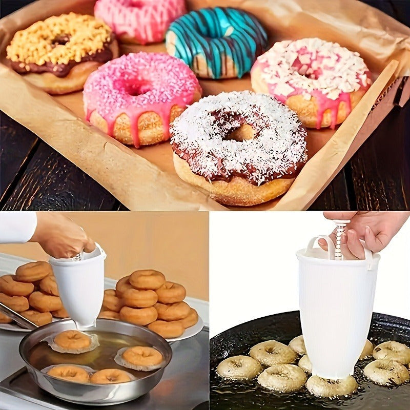 Fabricante de donas no eléctrico fácil de usar - Herramienta manual de plástico duradero para hornear en casa y en restaurantes, anillos uniformes, no se necesita electricidad, capacidad de hornear en gran cantidad, material fácil de limpiar, equipo de d