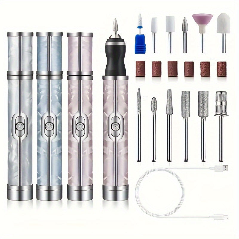 Máquina de pulido de uñas de 5 cabezas/18 cabezas, todo en uno, para uñas de dedos, limpieza de uñas, carga USB, batería de litio, sin alcohol.