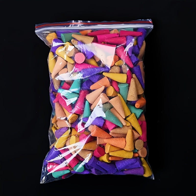 61pcs Conos de Aroma Coloridos para el Hogar - Jazmín, Rosa, Menta, Sándalo - Colores Vibrantes para Relajación y Ambientador, Accesorios de Meditación | Decoraciones Energizadoras | Adornos Fragancia