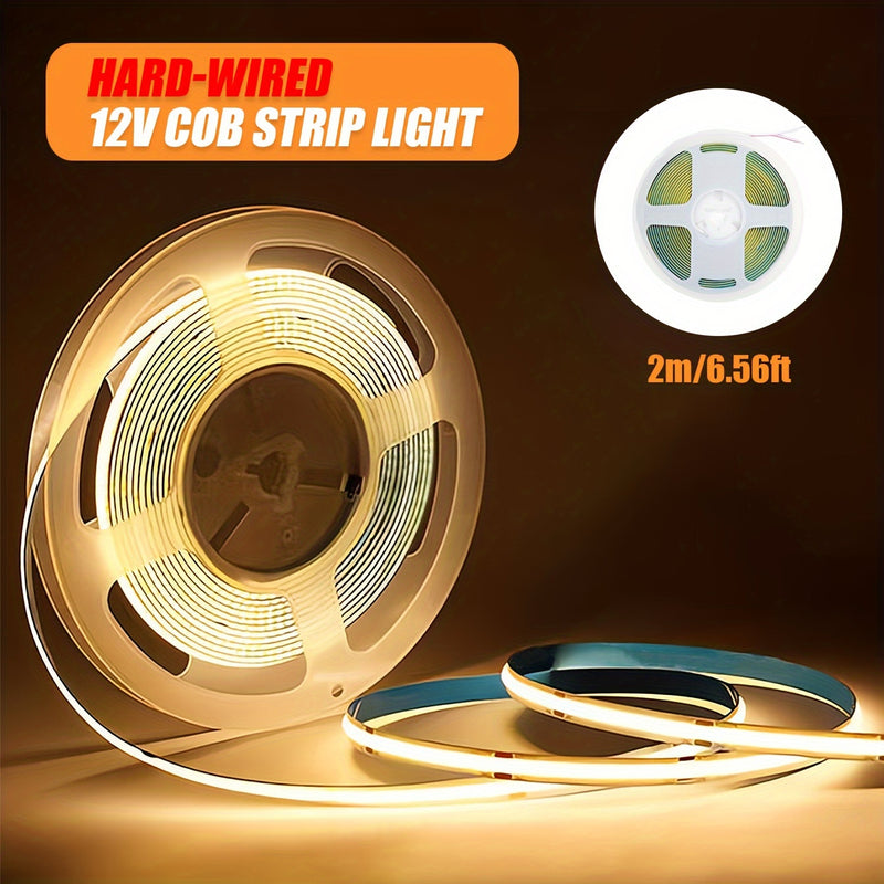Listones de Luces LED COB Flexibles, 12V Alta Luminosidad (40W), Blanco Natural/Cálido/Frío - Rollo de 1m-5m para Decoración del Hogar DIY, Cocina, Garaje, Paredes de TV y Proyectos de Neón
