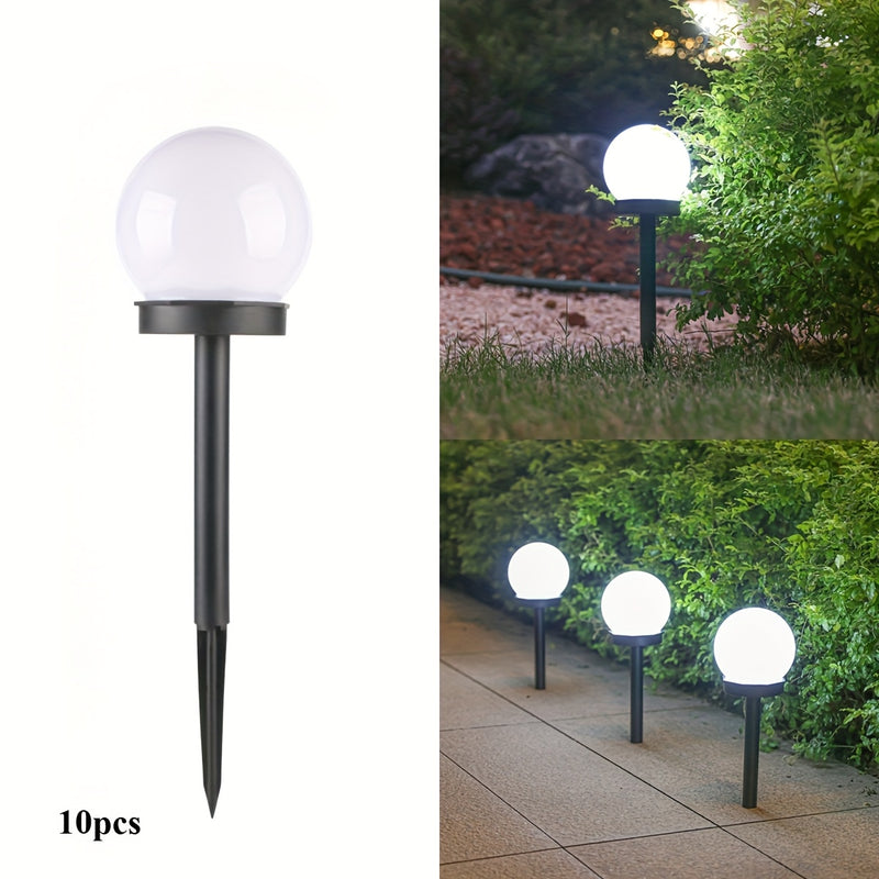 10 luces solares LED para jardín, acabado negro mate, lámparas de exterior eficientes con batería de níquel de 40 mAh, no desmontables, montaje semiempotrado para jardín, villa, patio - sin control remoto, iluminación exterior | iluminación de paisaje el