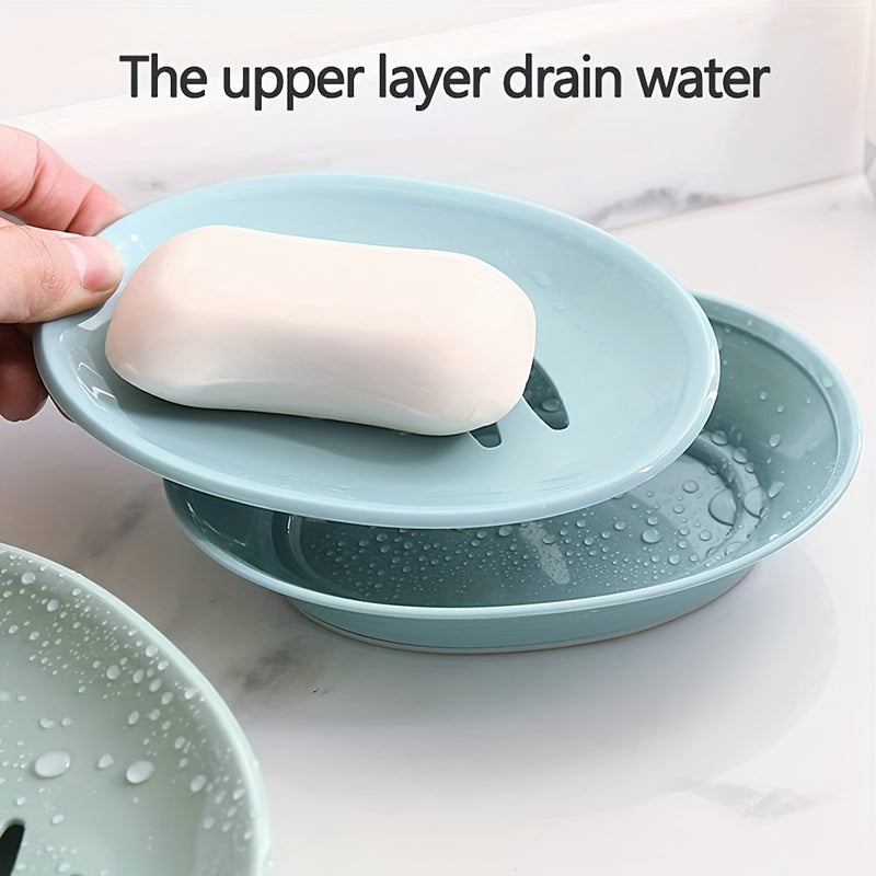 1 Protector De Jabón De Doble Capa, Novedoso, Portátil, Antideslizante, Ovalado, Para Almacenamiento De Jabón, Contenedor, Soporte Para Caja De Jabón De Ducha De Cocina, Accesorios De Baño