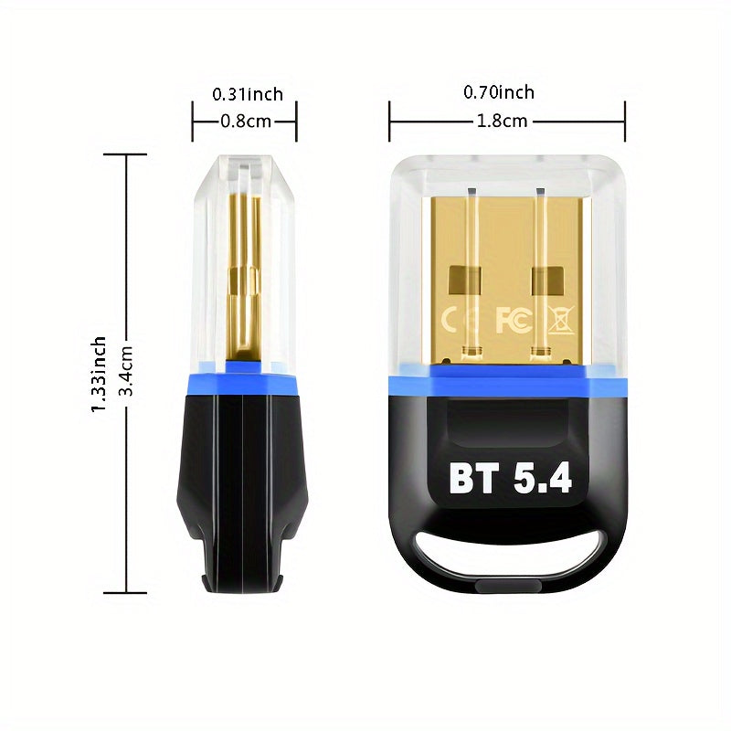 Adaptador inalámbrico USB BT 5.4, receptor USB inalámbrico, compatible con computadora/audífonos/teclado/ratón/altavoces y otros dispositivos, Windows 11/10/8.1 Plug and Play, retrocompatible automáticamente con versiones 5.3/5.1/5.0/4.2/4.1/4.0, ¡agrega