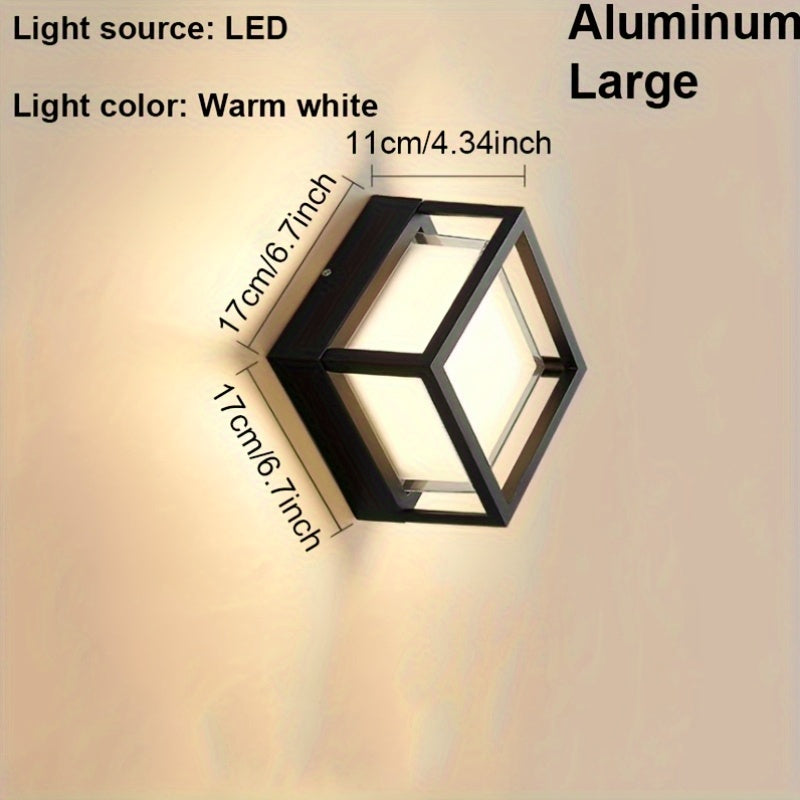 Lámpara de pared LED de grado industrial - Iluminación cálida IP44 para patios, balcones y escaleras al aire libre, diseño con marco negro y control de botón, voltaje de funcionamiento de 85V-265V, brillo de más de 3000 lumenes, lámpara de pared para int