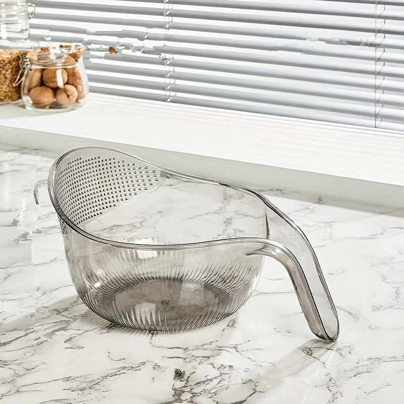 1pc Colador de Cocina PET Duradero con Asa - Ideal para Lavar Arroz, Frutas y Verduras | Cesta de Drenaje No Eléctrica y Segura para Alimentos para un Filtrado Eficiente del Agua