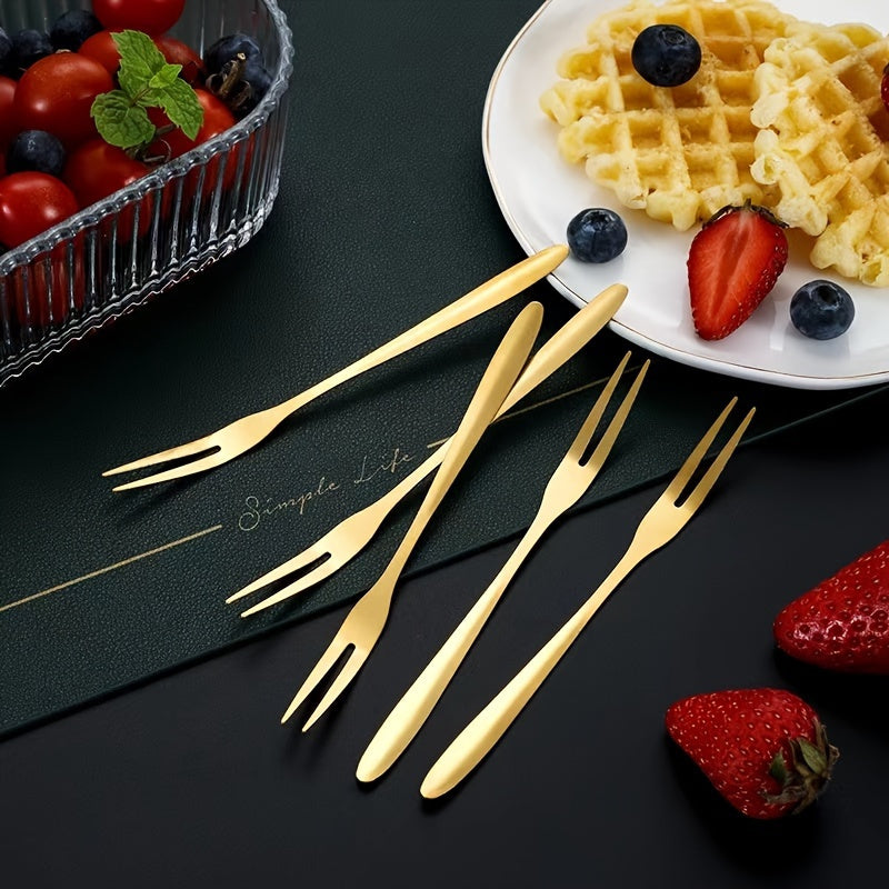 Juego de 6 piezas de tenedores de postre de acero inoxidable, diseño elegante tallado, perfecto para aperitivos, queso, frutas, ensaladas, postres, duraderos, utensilios de cocina de grado restaurante