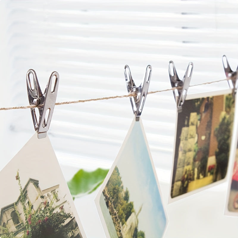 20 Piezas de Pinzas de Acero Inoxidable - Clips Resistentes al Viento y Antideslizantes para Ropa, Bolsas y Organización de Papeles, Accesorios Portátiles Pequeños para Lavandería