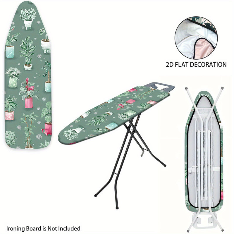 Fundas Lavables para Tabla de Planchar con Plantas Verdes - Sin Necesidad de Tabla, Ajusta a la Mayoría de Tablas Estándar, Decoración para Lavandería, Accesorios Fáciles de Instalar (Diseño Plano 2D), Organización del Hogar, Patrón Vibrante, Tela Durade